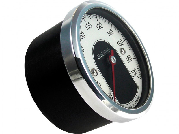 Compteur motoscope tiny 200mph; 200km/h; Couleur: Blanc/Aluminium Polished 49 mm